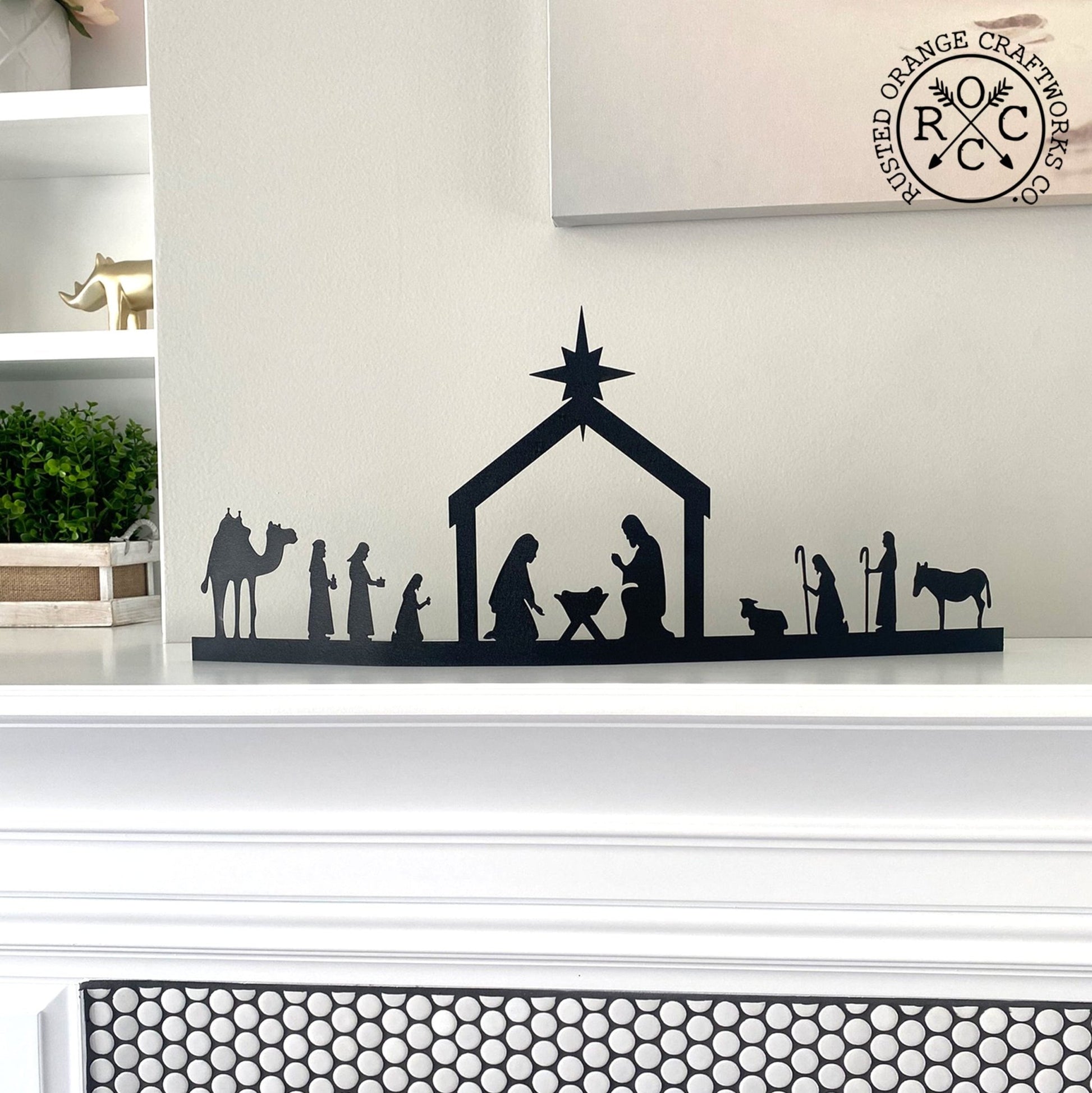 Single Piece Nativity - Indoor Metal Nativity Set with Figurines