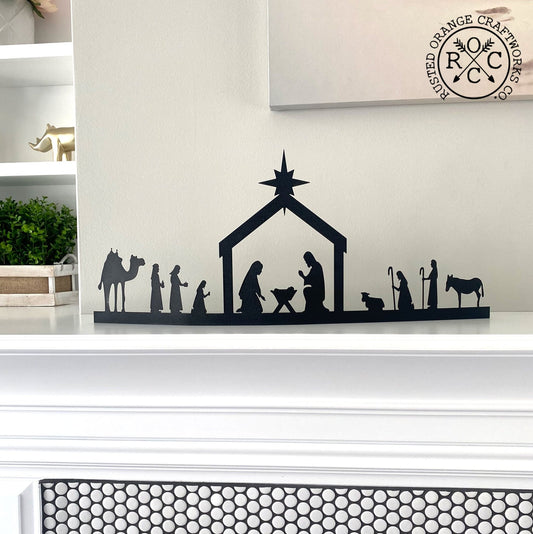 Single Piece Nativity - Indoor Metal Nativity Set with Figurines
