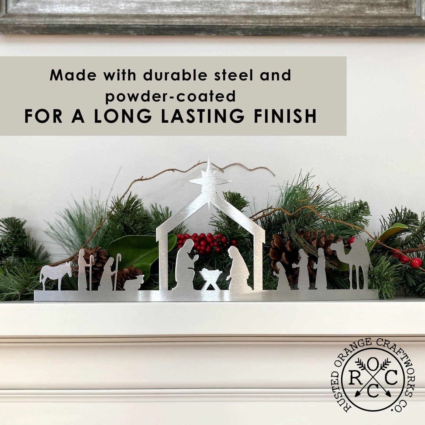 Single Piece Nativity - Indoor Metal Nativity Set with Figurines