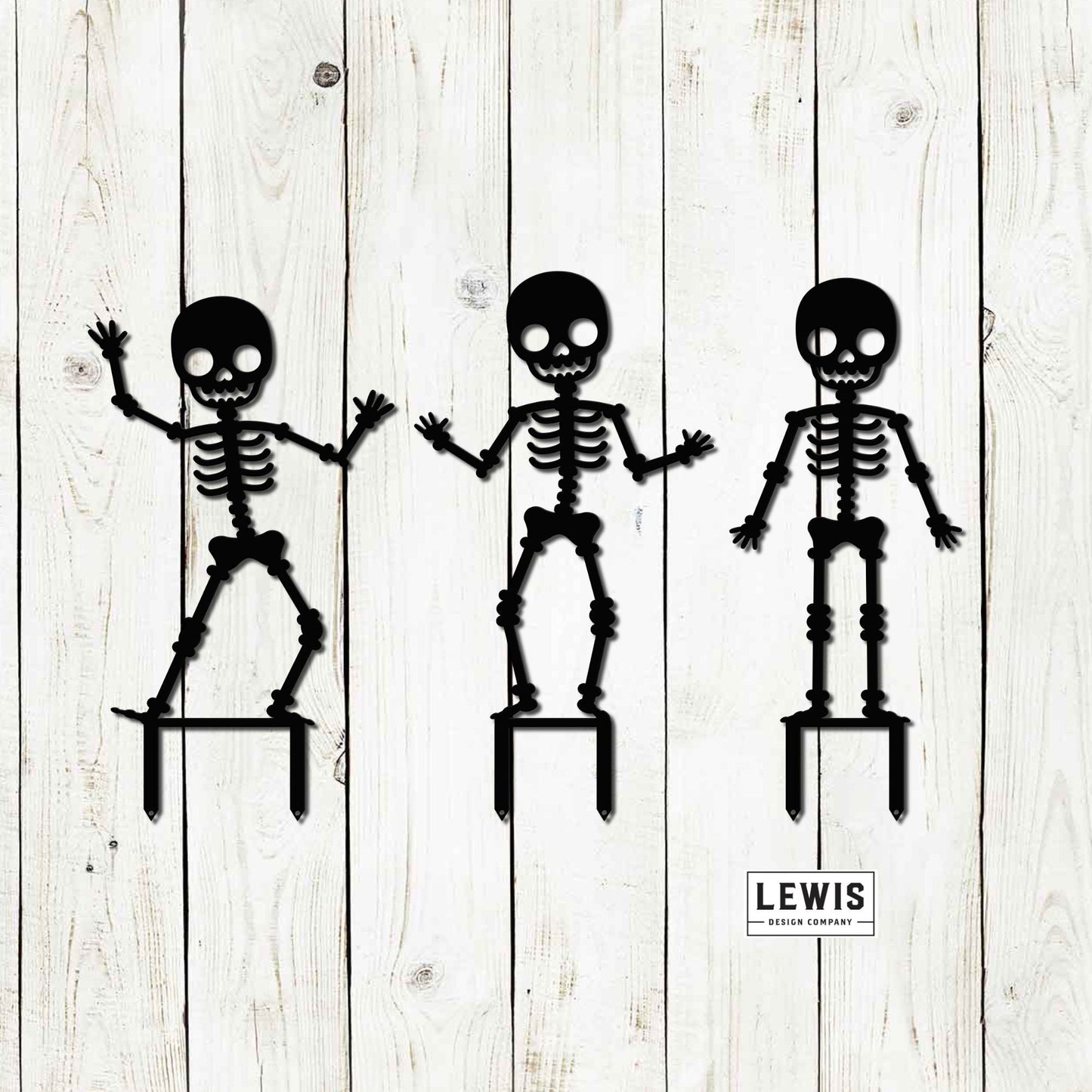 Skeleton Metal Yard Stakes – Halloween Outdoor Lawn Decor