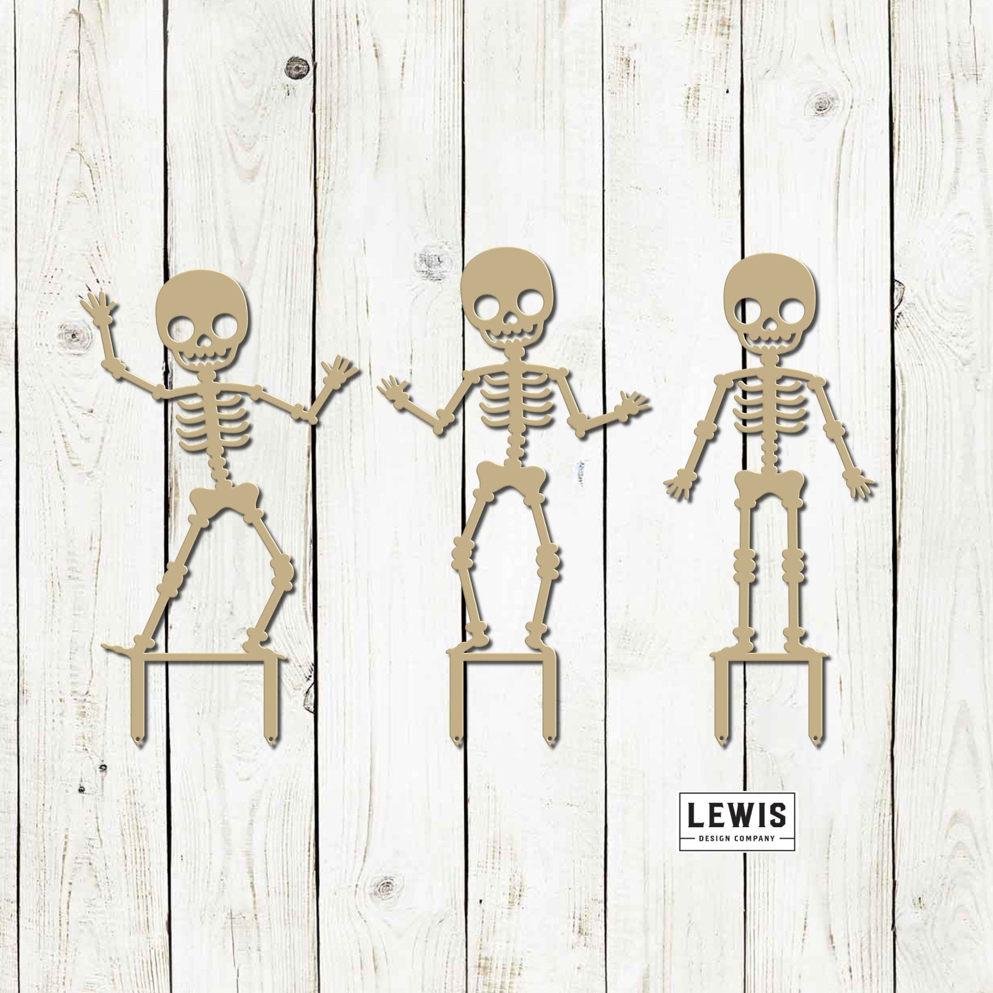 Skeleton Metal Yard Stakes – Halloween Outdoor Lawn Decor