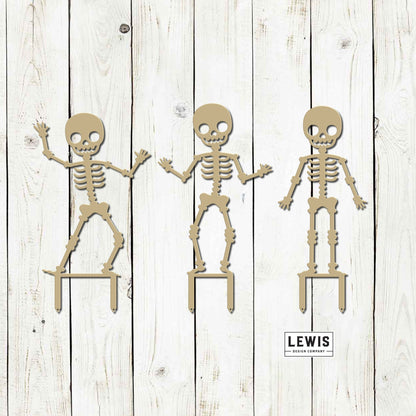 Skeleton Metal Yard Stakes – Halloween Outdoor Lawn Decor