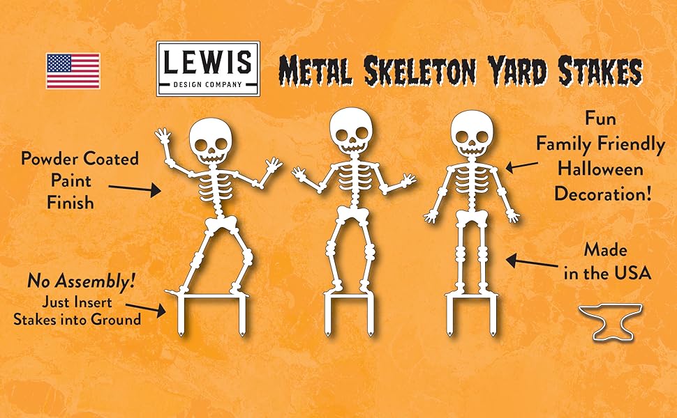 Skeleton Metal Yard Stakes – Halloween Outdoor Lawn Decor