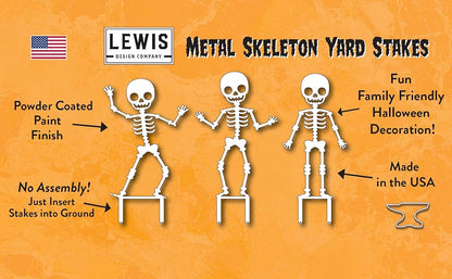 Skeleton Metal Yard Stakes – Halloween Outdoor Lawn Decor