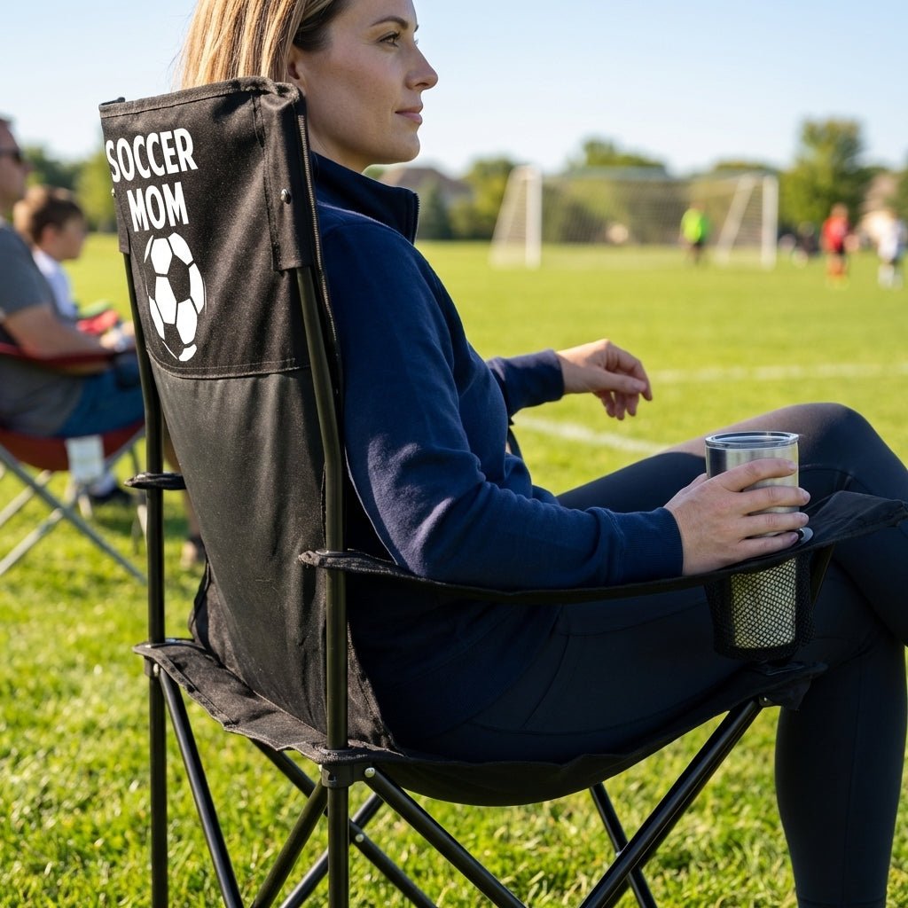 Soccer Mom Black Folding Camping Chair | VictoryStore