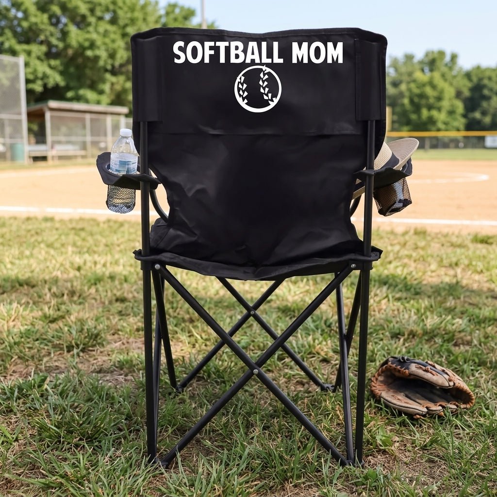 Softball Mom Black Folding Camping Chair | VictoryStore