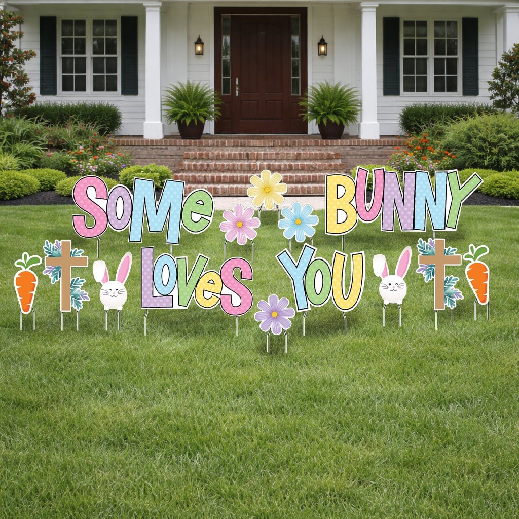 Some Bunny Loves You Easter Yard Sign – Jumbo Easter Lawn Decoration Se