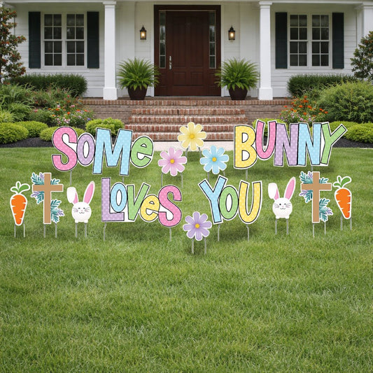 Some Bunny Loves You Easter Yard Sign – Jumbo Easter Lawn Decoration Se