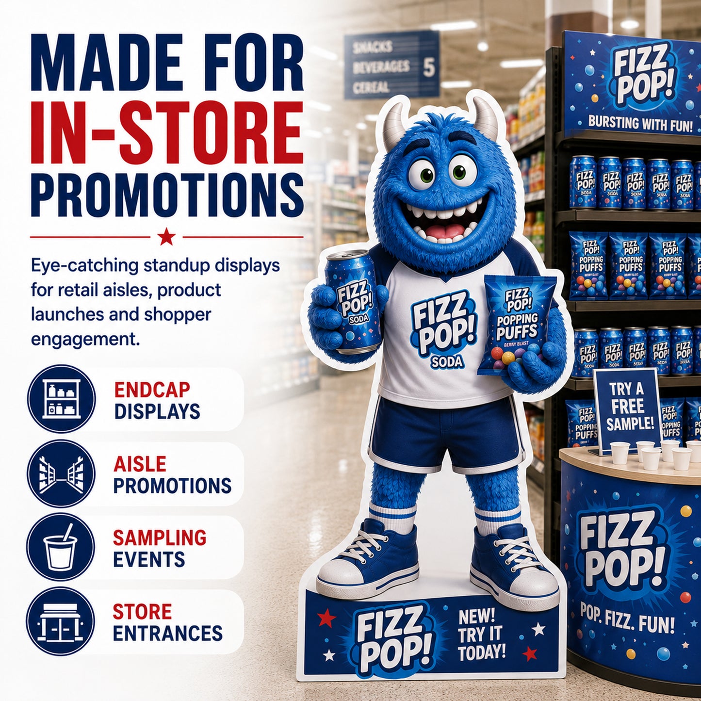 Custom Product Mascot & Retail Display Standup Cutouts