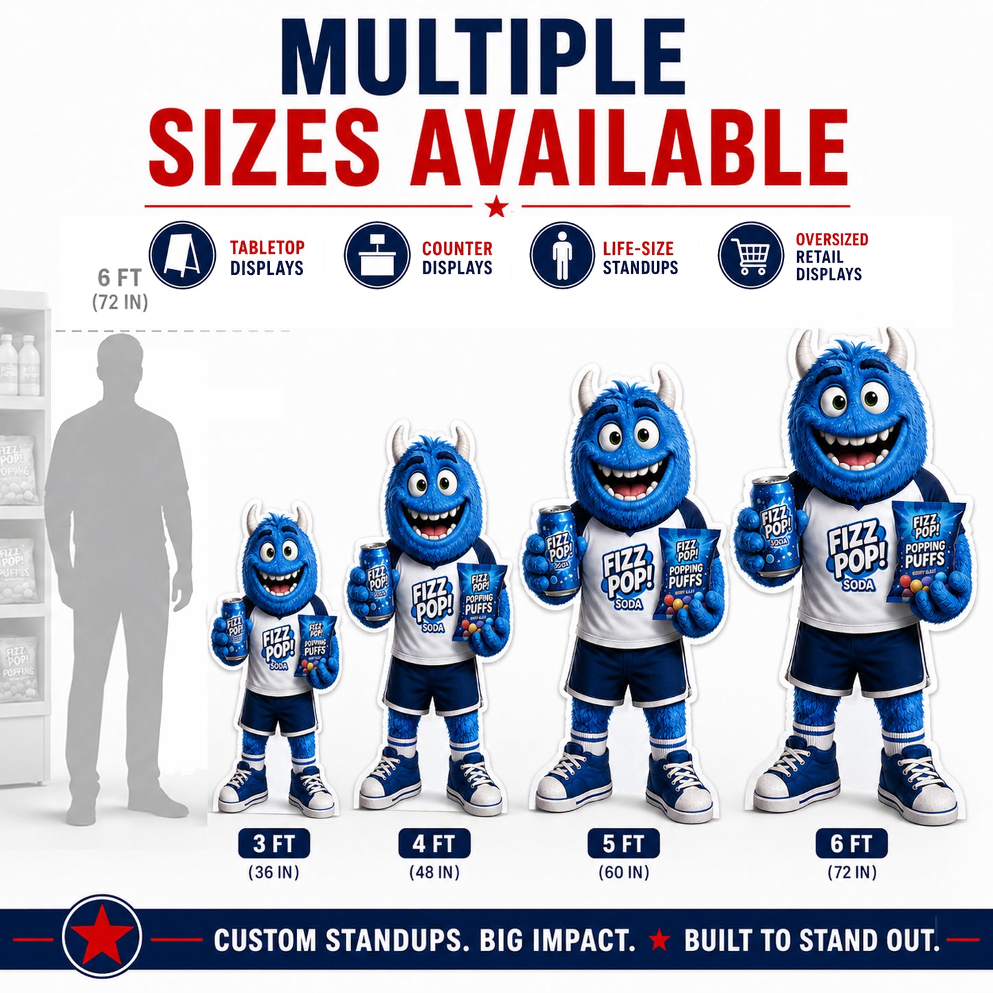 Custom Product Mascot & Retail Display Standup Cutouts