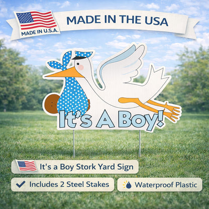 "It's a Boy" Stork Yard Sign - Baby Announcement Lawn Decoration