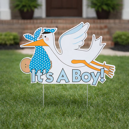 "It's a Boy" Stork Yard Sign - Baby Announcement Lawn Decoration