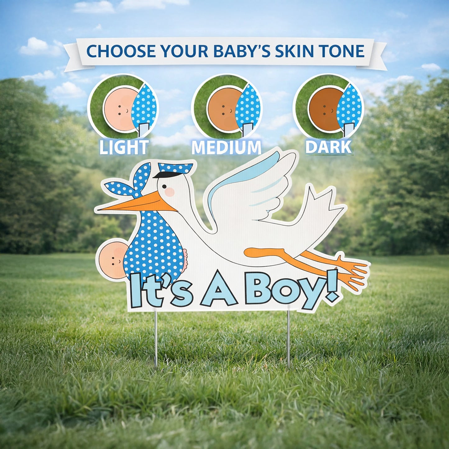 "It's a Boy" Stork Yard Sign - Baby Announcement Lawn Decoration