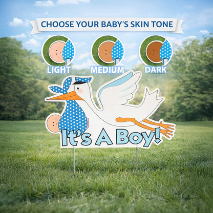 "It's a Boy" Stork Yard Sign - Baby Announcement Lawn Decoration