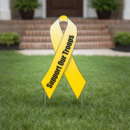 Support Our Troops Yellow Ribbon Yard Sign Set of 2