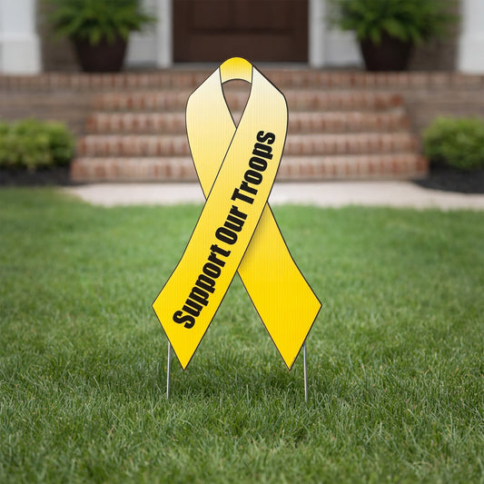 Support Our Troops Yellow Ribbon Yard Sign Set of 2