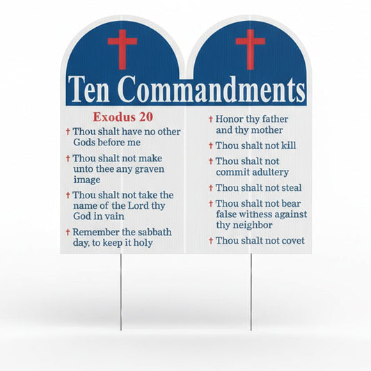 Ten Commandments Yard Sign | Christian Lawn Sign | Outdoor Bible Sign