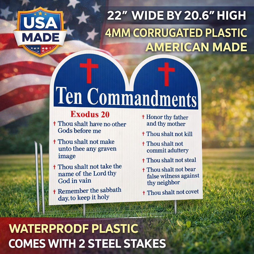 Ten Commandments Yard Sign | Christian Lawn Sign | Outdoor Bible Sign
