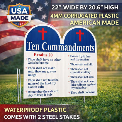 Ten Commandments Yard Sign | Christian Lawn Sign | Outdoor Bible Sign