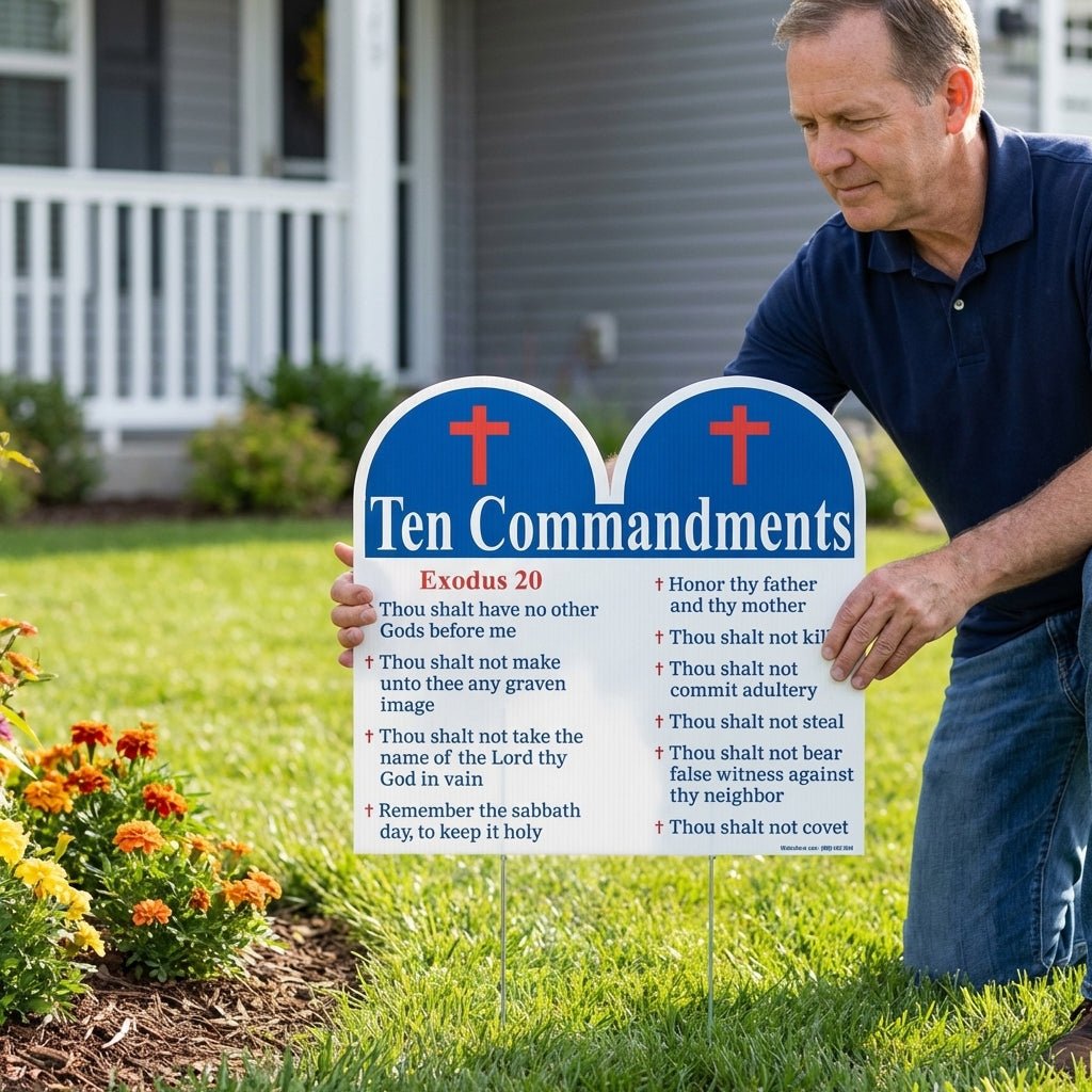 Ten Commandments Yard Sign | Christian Lawn Sign | Outdoor Bible Sign