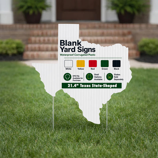 21.4" Texas State Shaped Corrugated Plastic Yard Sign Blank