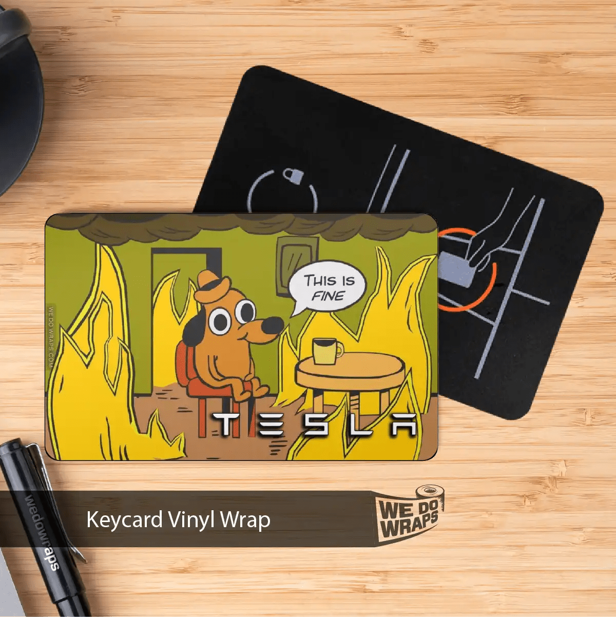 This is Fine Tesla Meme Keycard Decal