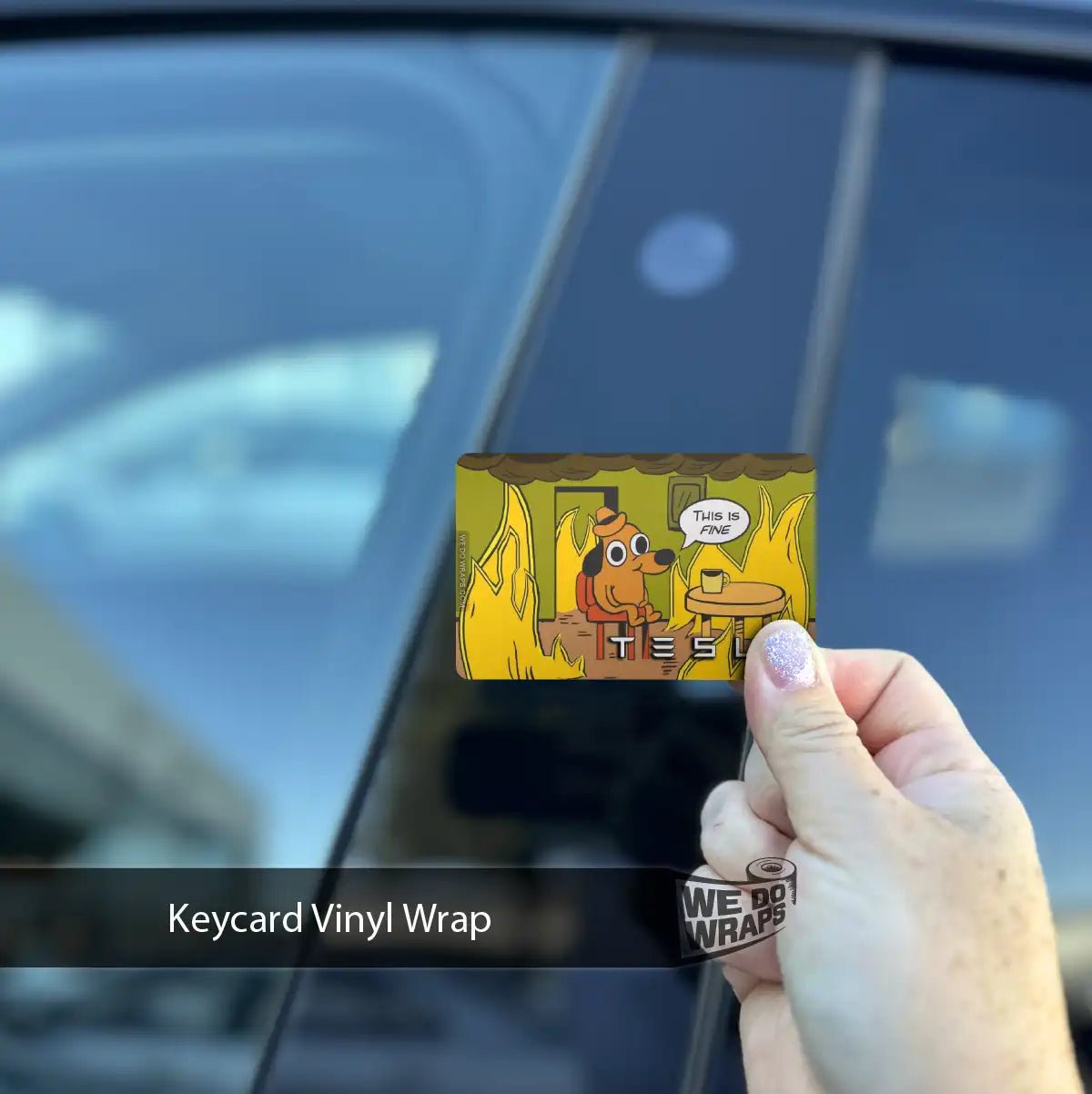 This is Fine Tesla Meme Keycard Decal