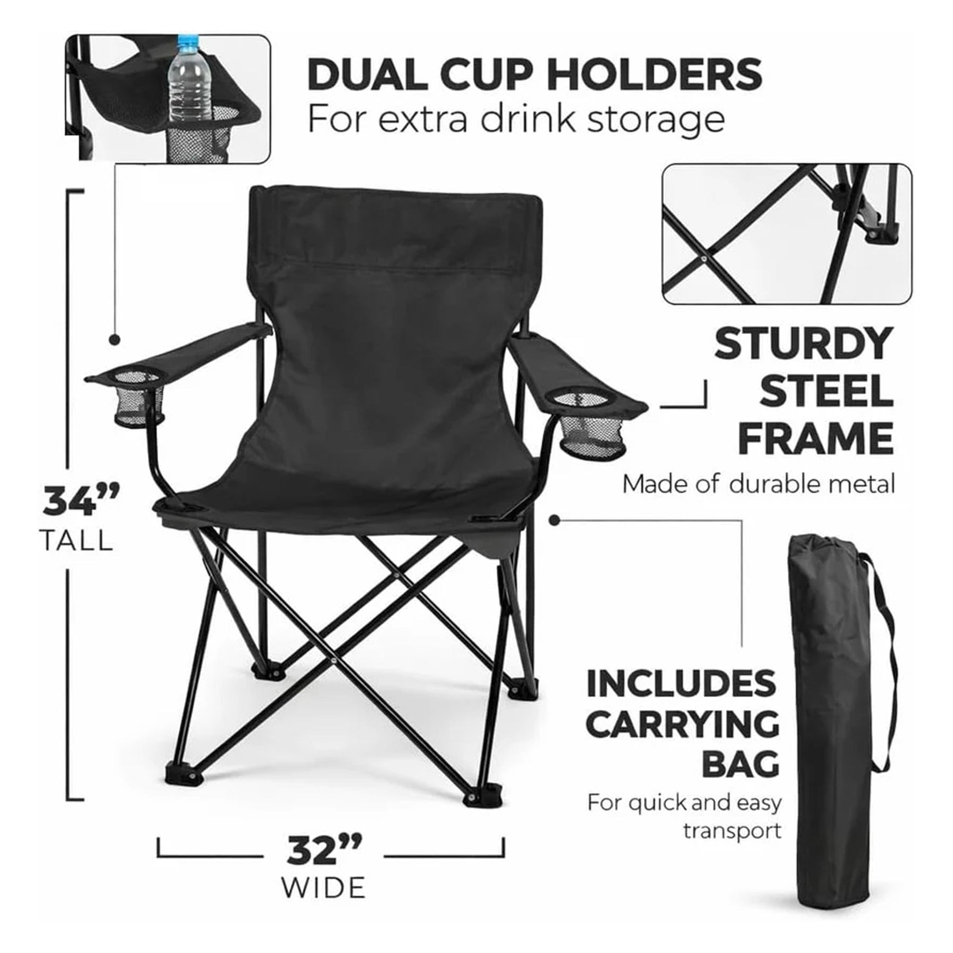 Tigers Mom Black Folding Camping Chair