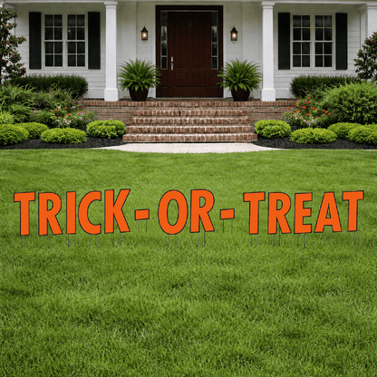 Trick-or-Treat Halloween Yard Letters – 14-Piece 18" Outdoor Lawn Sign Set with Stakes