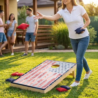 Tropical Patriotic Cornhole Bag Toss Game