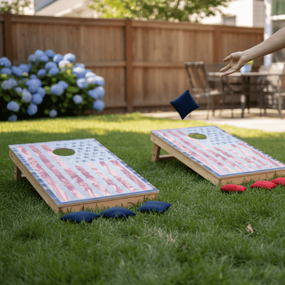 Tropical Patriotic Cornhole Bag Toss Game