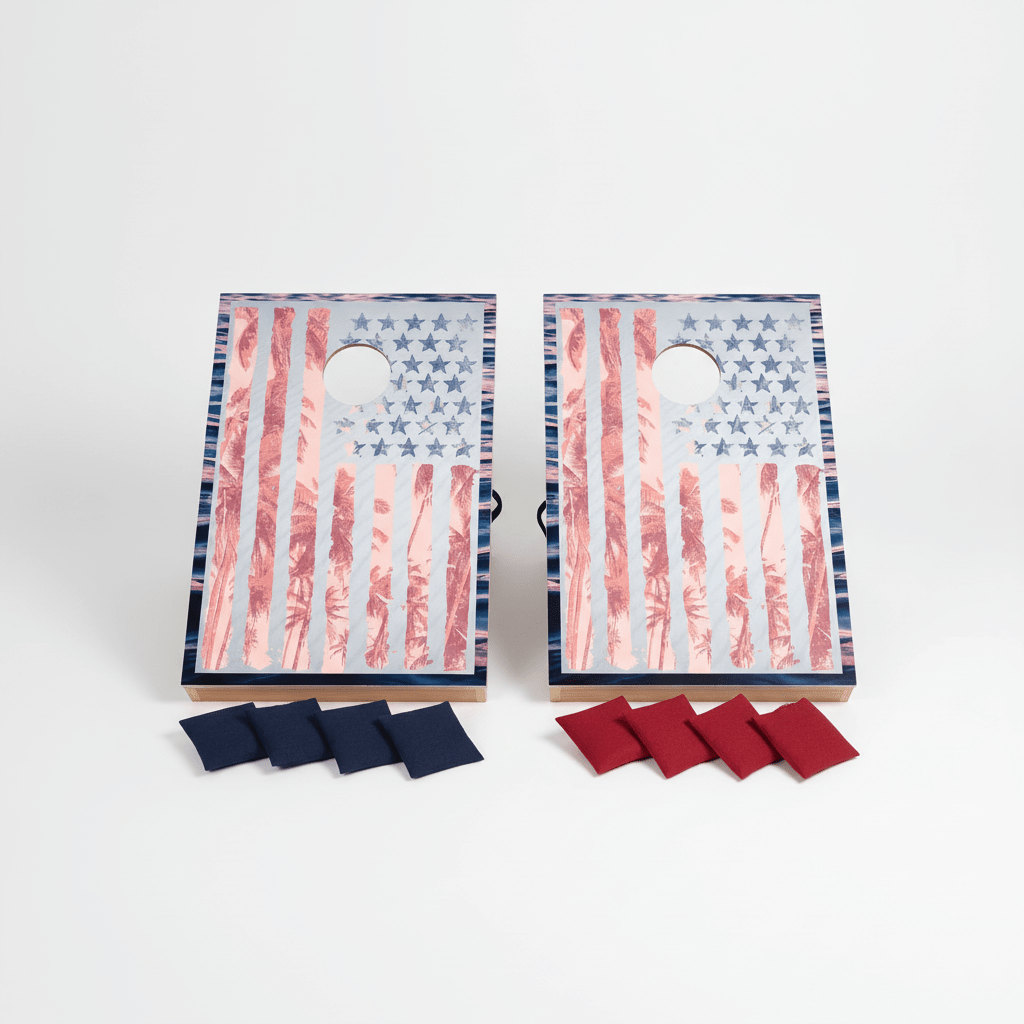 Tropical Patriotic Cornhole Bag Toss Game