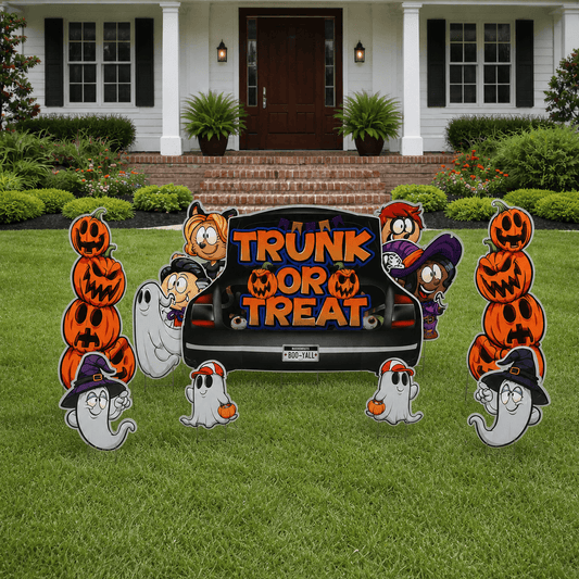 Trunk Or Treat Oversized Halloween Yard Sign Decorations – 7-Piece Outdoor Yard Card Set