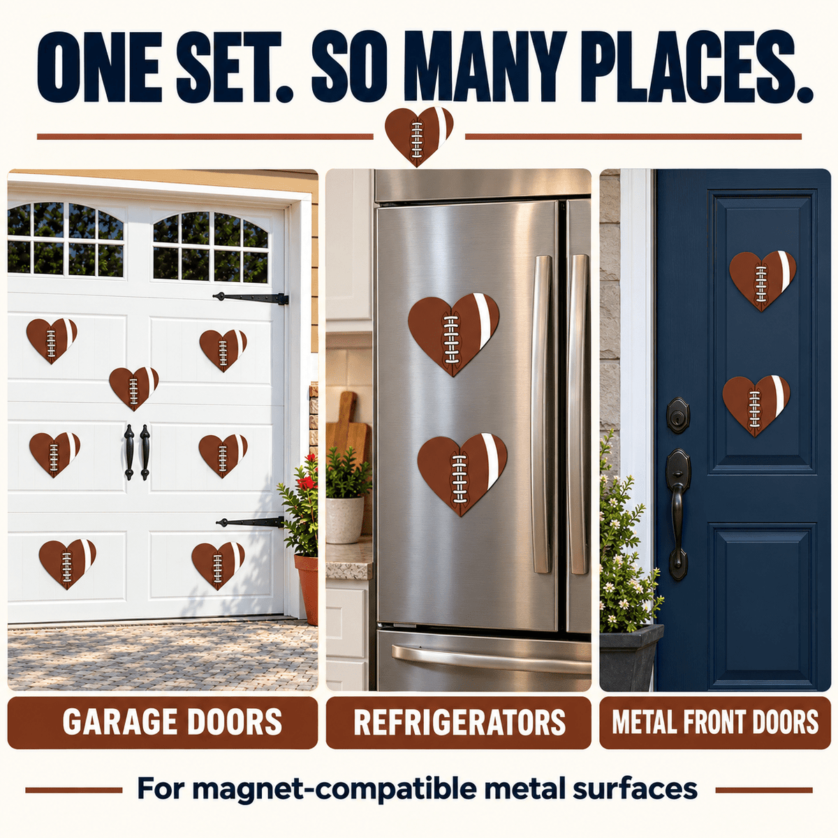 Valentine's Day Garage Magnets | Football Hearts