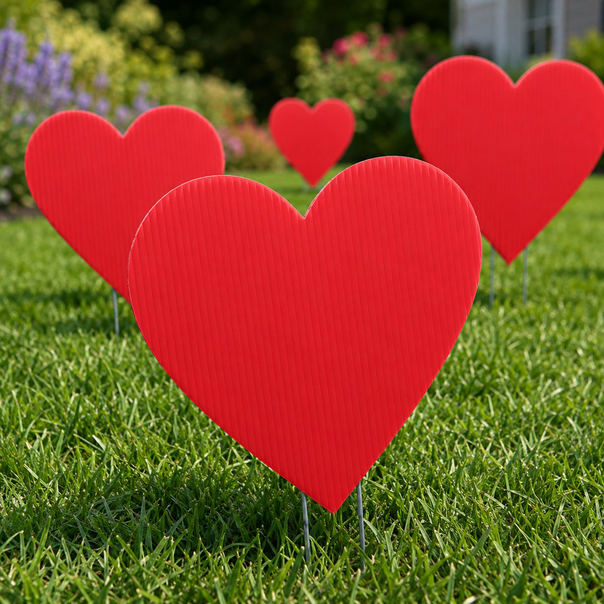 Valentine’s Day Red Heart Yard Signs | 20 Piece Set with Stakes