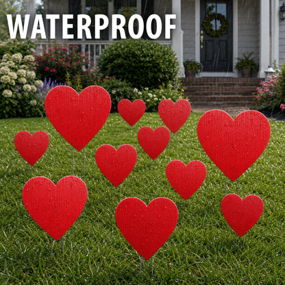 Valentine’s Day Red Heart Yard Signs | 20 Piece Set with Stakes