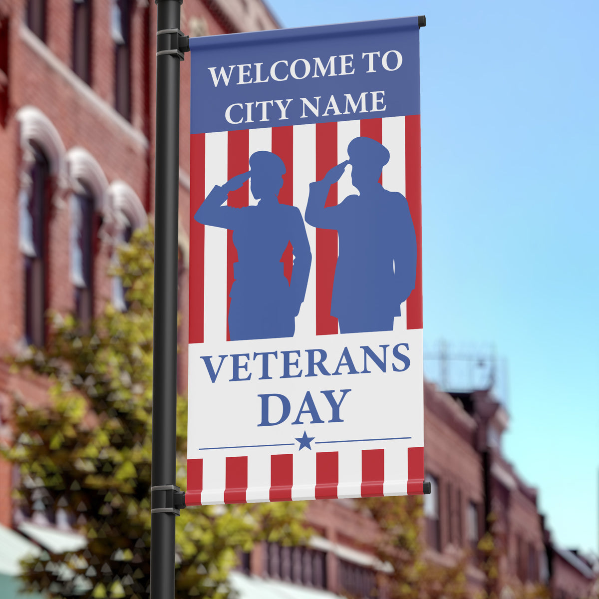 24"x48" Custom Veteran Pole Banner, Stripes