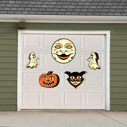 Vintage Inspired Halloween Garage Door Magnets – 6pc Retro Spooky Decorations Waterproof Outdoor & Indoor Magnetic Décor for Garage