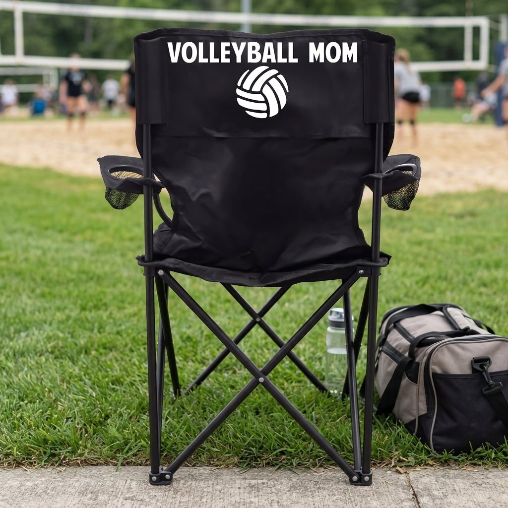 Volleyball Mom Black Folding Camping Chair