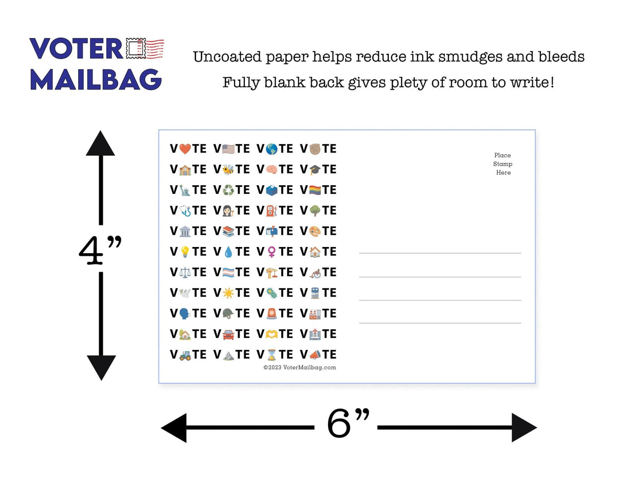 VOTE Emoji Blank 4x6 Voter Postcards