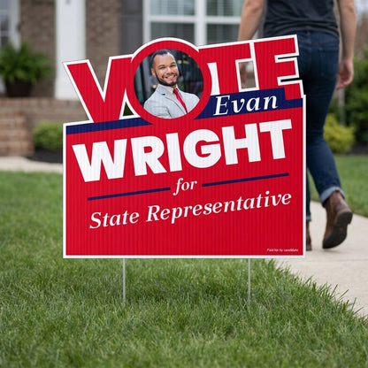 VOTE Shaped Political Yard Sign - One Sided
