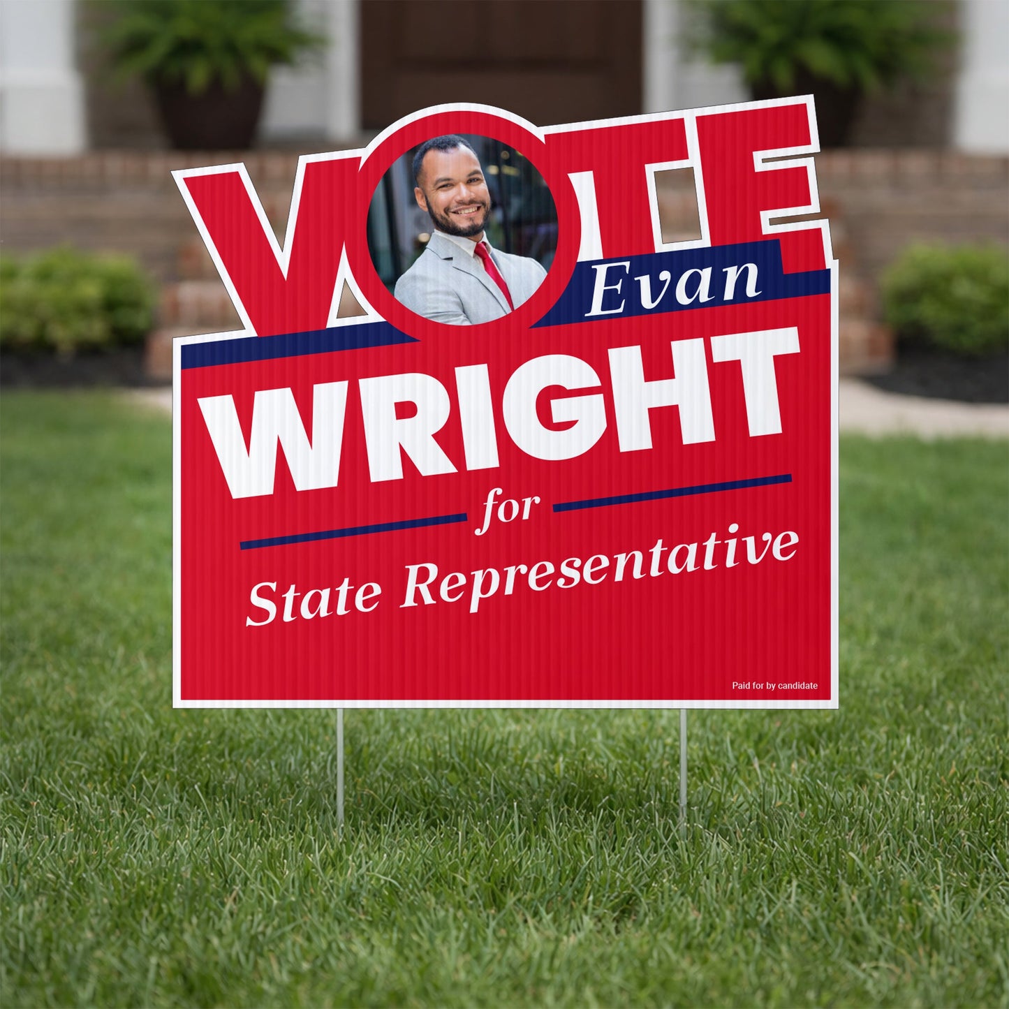 VOTE Shaped Political Yard Sign - One Sided