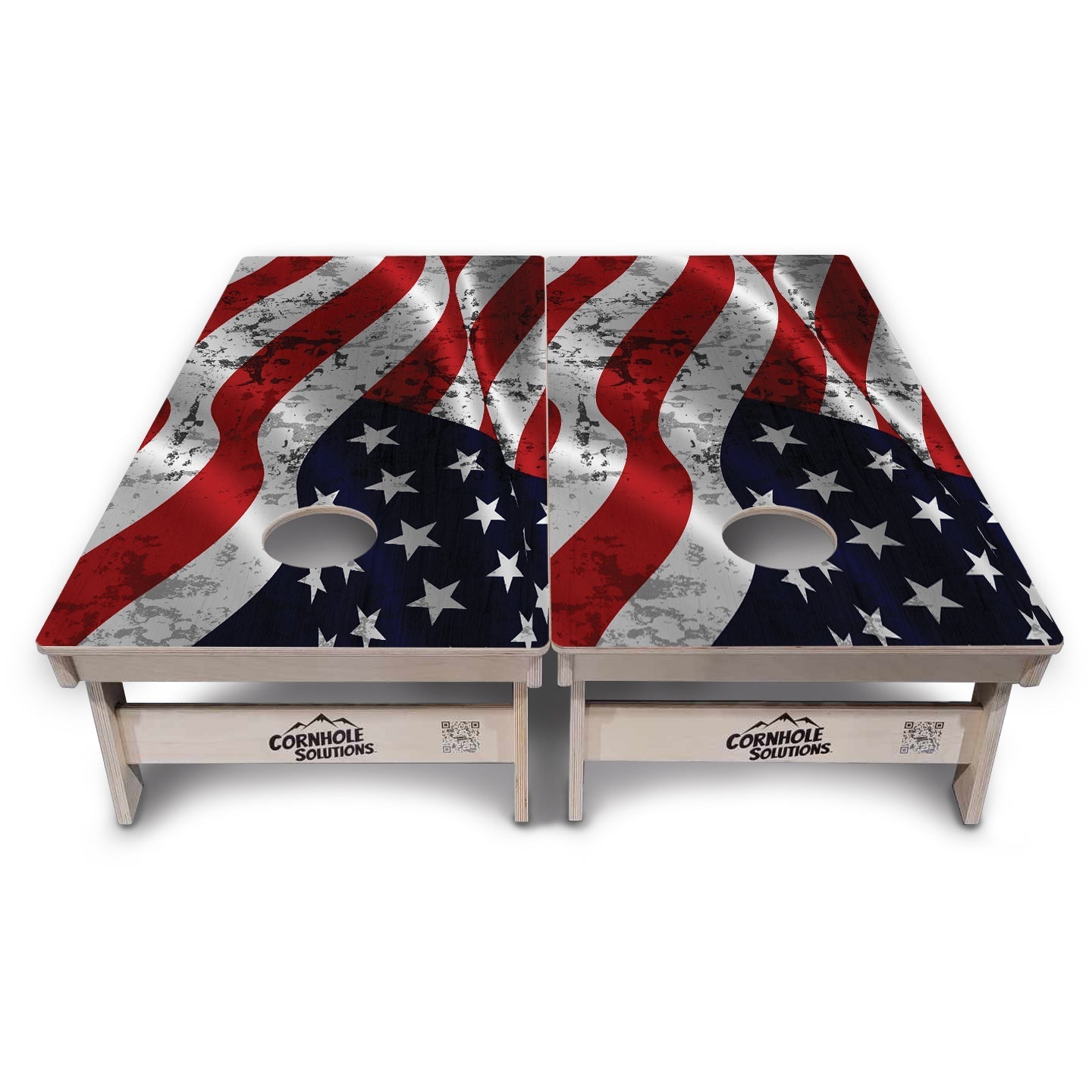 Wavy Distressed Flag Cornhole Boards - Professional Tournament Series