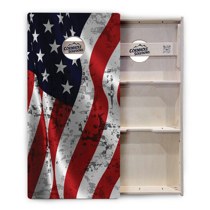 Wavy Distressed Flag Cornhole Boards - Professional Tournament Series