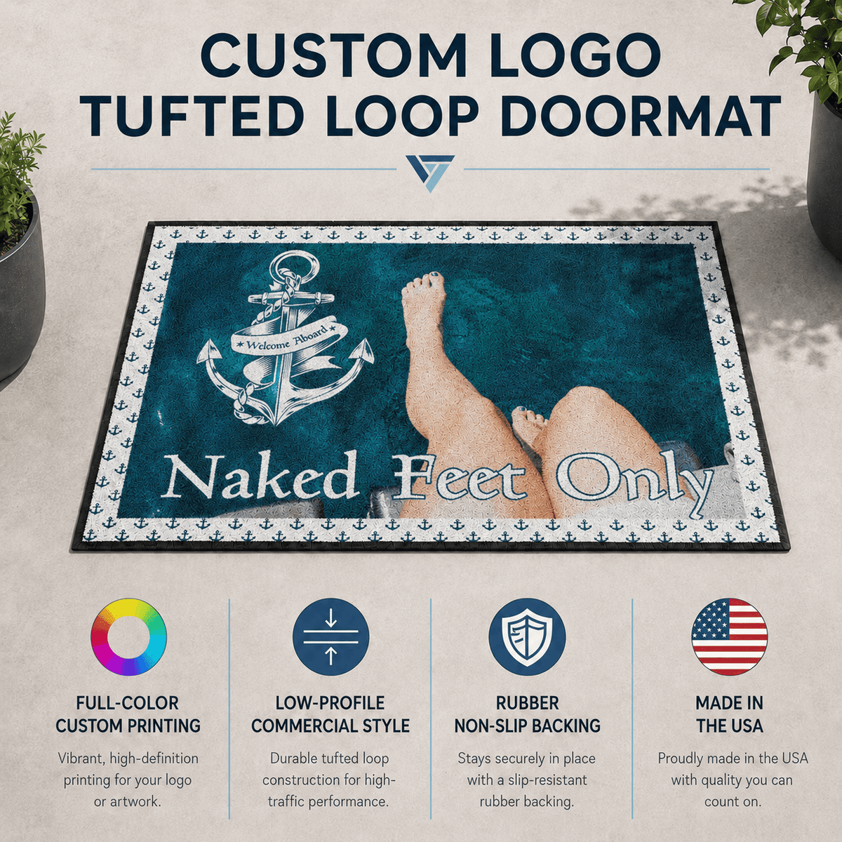 Welcome Aboard! Naked Feet Only Boat Mat