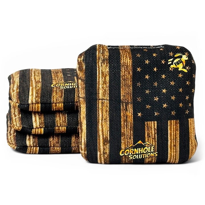 Wood DTOM Rec Cornhole Bags – Set of 8 (Wood DTOM & Wood Flag)