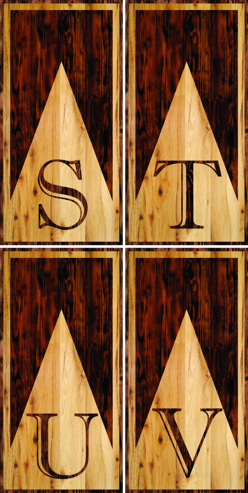 Wooden Triangle Letter Cornhole Boards - Professional Tournament Series