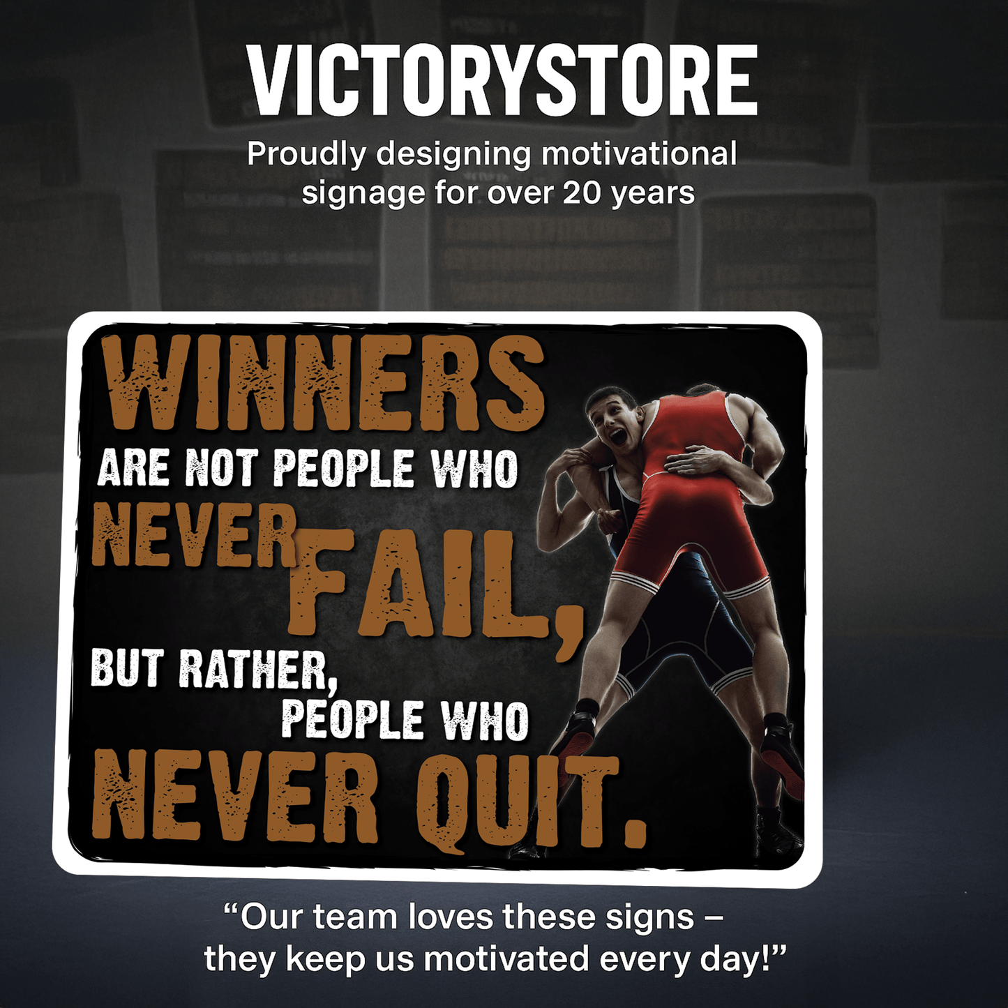 Wrestling Motivational Wall Signs – Set of 7 Large 18"x24" PVC Posters with Inspiring Quotes from Dan Gable & Cael Sanderson – Durable Wrestling Room, Gym, or Locker Room Décor