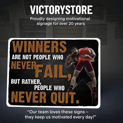 Wrestling Motivational Wall Signs – Set of 7 Large 18"x24" PVC Posters with Inspiring Quotes from Dan Gable & Cael Sanderson – Durable Wrestling Room, Gym, or Locker Room Décor