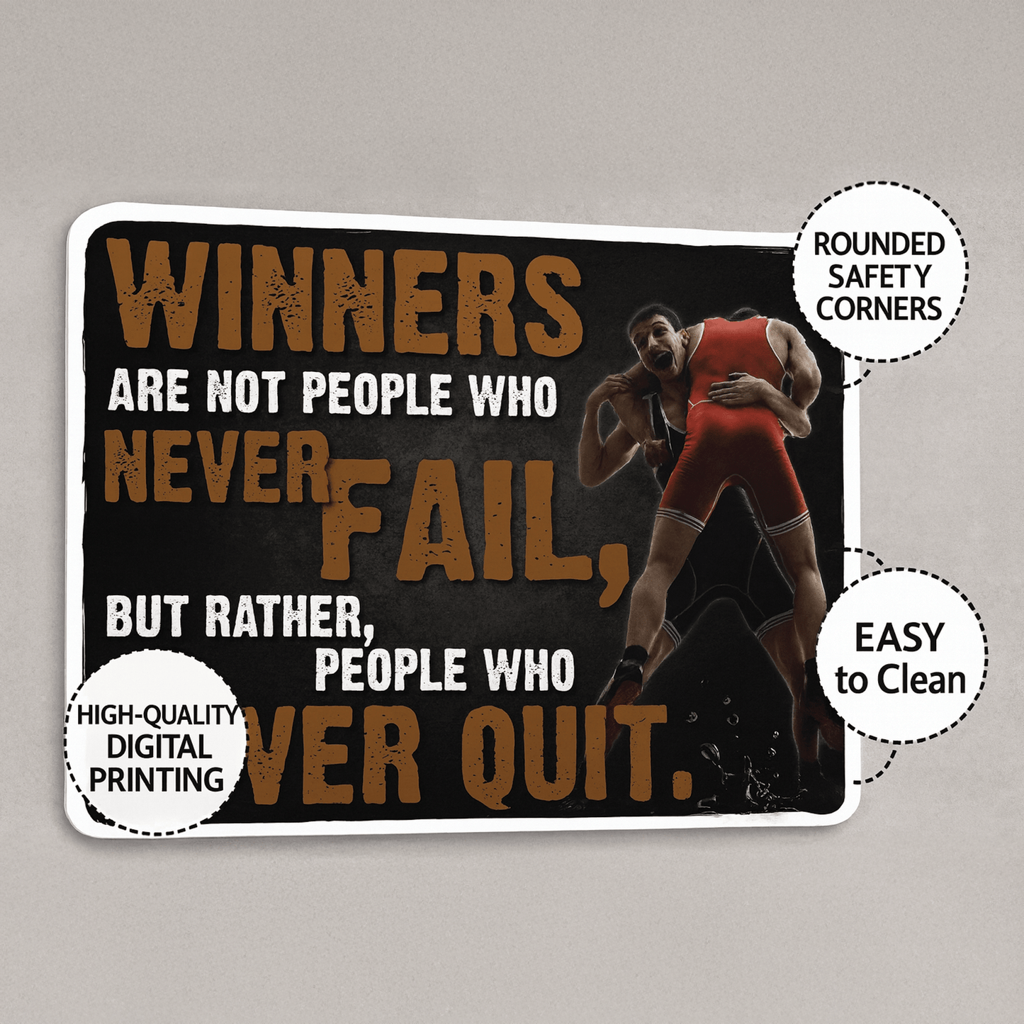 Wrestling Motivational Wall Signs – Set of 7 Large 18"x24" PVC Posters with Inspiring Quotes from Dan Gable & Cael Sanderson – Durable Wrestling Room, Gym, or Locker Room Décor
